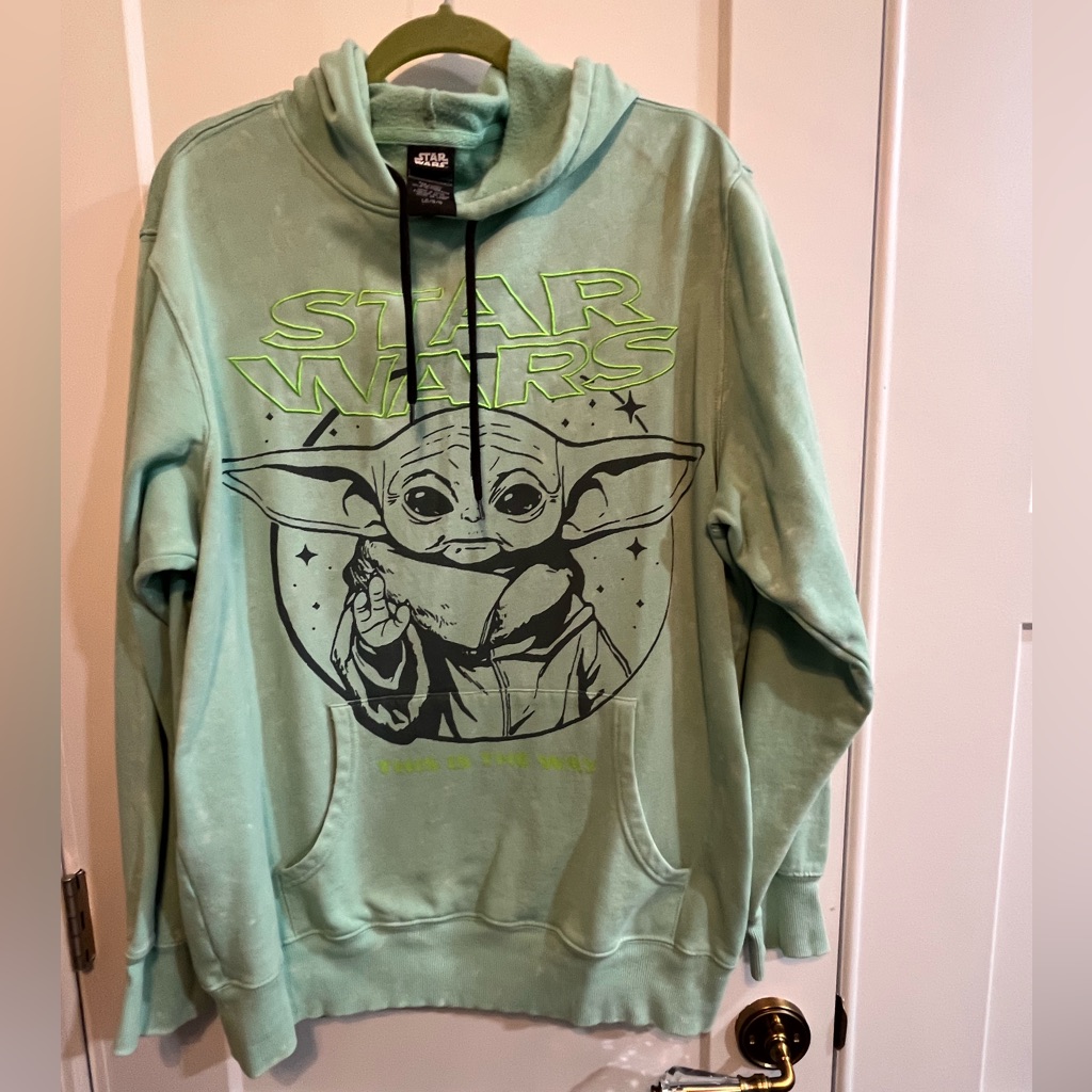 Star Wars Mint Hoodie With Baby Yoda Design